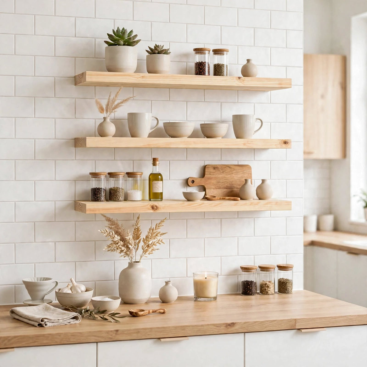 Set of 3 Display Wall Décor Floating Shelves (600 x 140 x 20 mm)