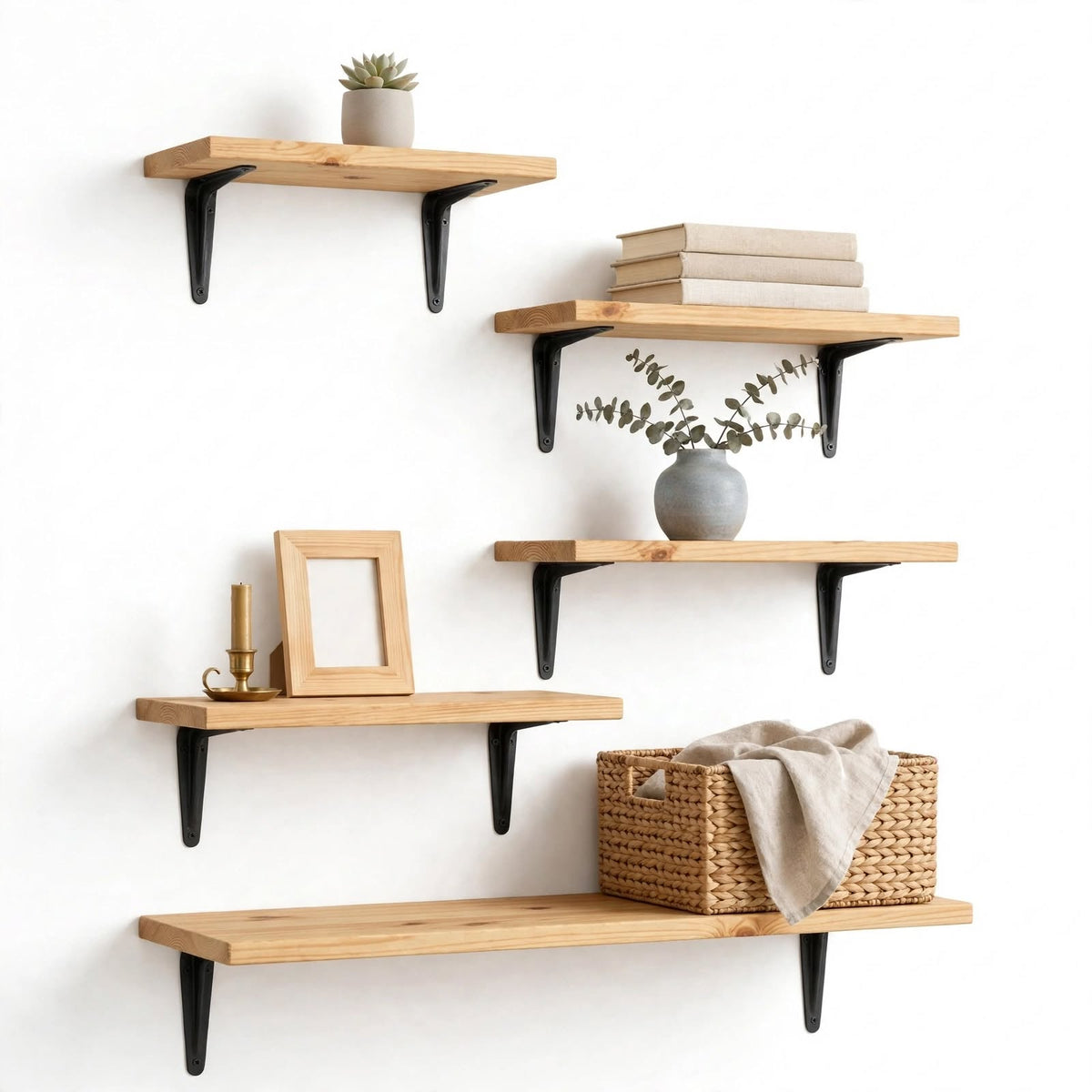 Set of 5 Display Wall Décor Shelves - (Mixed-Size)