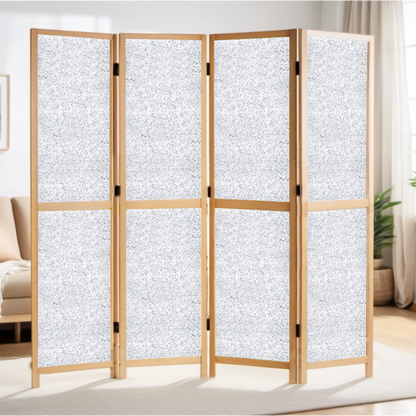 Partition Room Divider - 4-Panel Two-Faced Ash and White Folding Screen Room Divider with Sealed Wooden Frames