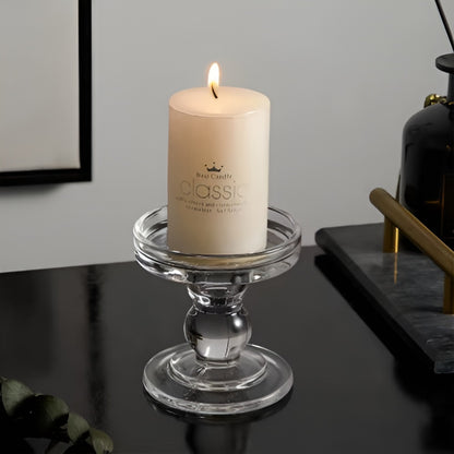 2 Pack Clear Decorative Glass Taper Candlestick Holders