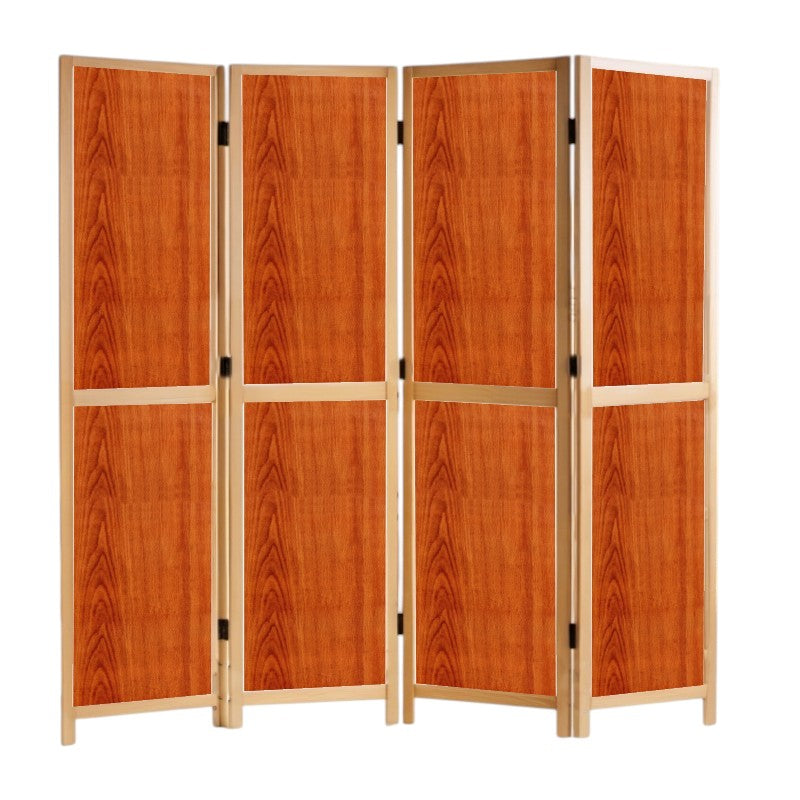 Partition Room Divider - 4-Panel Two-Faced Cherry and White Folding Screen Room Divider with Sealed Wooden Frames