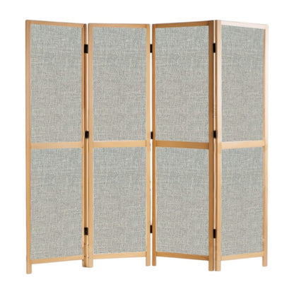 Partition Room Divider - 4-Panel Single-Sided Upholstery Fabric Folding Screen Room Divider with Sealed Wooden Frames Fitted with Floor Protectors