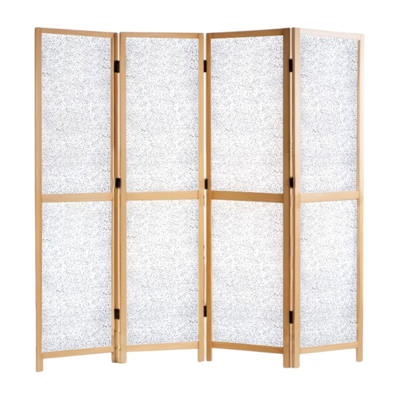 Partition Room Divider - 4-Panel Two-Faced Ash and White Folding Screen Room Divider with Sealed Wooden Frames