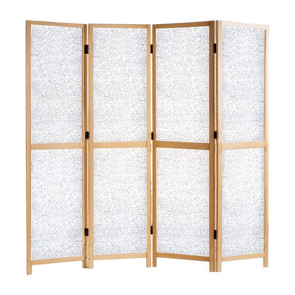 Partition Room Divider - 4-Panel Two-Faced Ash and White Folding Screen Room Divider with Sealed Wooden Frames