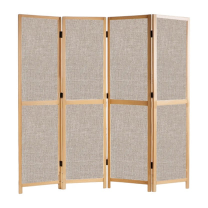 Partition Room Divider - 4-Panel Single-Sided Upholstery Fabric Folding Screen Room Divider with Sealed Wooden Frames Fitted with Floor Protectors
