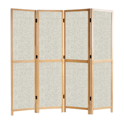 Partition Room Divider - 4-Panel Single-Sided Upholstery Fabric Folding Screen Room Divider with Sealed Wooden Frames Fitted with Floor Protectors