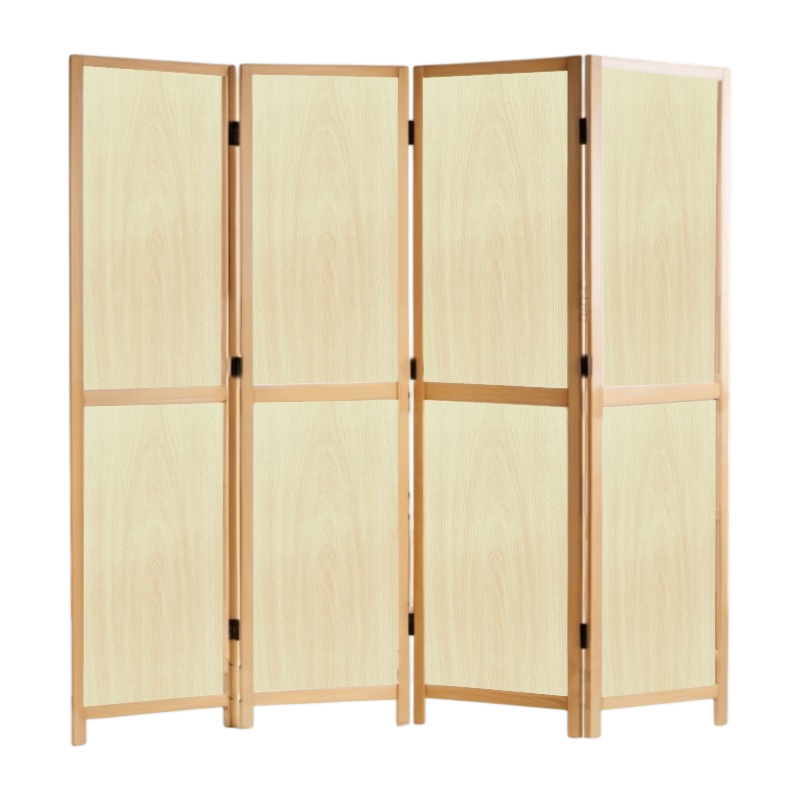 Partition Room Divider - 4-Panel Two-Faced Maple and White Folding Screen Room Divider with Sealed Wooden Frames
