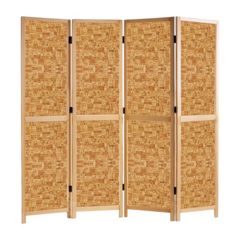 Partition Room Divider - 4-Panel Two-Faced Cork and White Folding Screen Room Divider with Sealed Wooden Frames