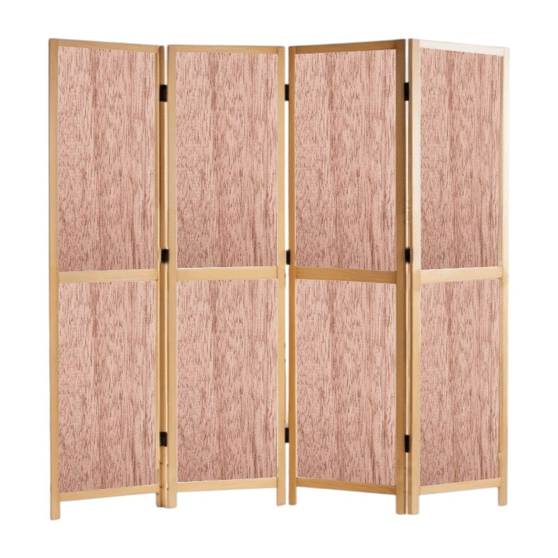 Partition Room Divider - 4-Panel Double-Sided Veneered-Face Interior Plywood Folding Screen Room Divider