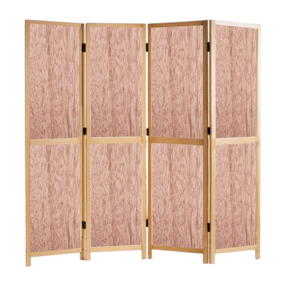 Partition Room Divider - 4-Panel Double-Sided Veneered-Face Interior Plywood Folding Screen Room Divider