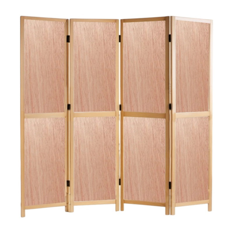 Partition Room Divider - 4-Panel Double-Sided Commercial Veneered-Face Interior Plywood Folding Screen Room Divider with Sealed Wooden Frames Fitted with Floor Protectors
