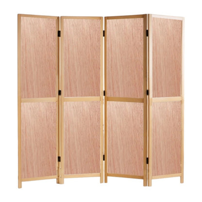 Partition Room Divider - 4-Panel Double-Sided Commercial Veneered-Face Interior Plywood Folding Screen Room Divider with Sealed Wooden Frames Fitted with Floor Protectors