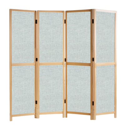 Partition Room Divider - 4-Panel Single-Sided Upholstery Fabric Folding Screen Room Divider with Sealed Wooden Frames Fitted with Floor Protectors