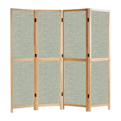 Partition Room Divider - 4-Panel Single-Sided Upholstery Fabric Folding Screen Room Divider with Sealed Wooden Frames Fitted with Floor Protectors
