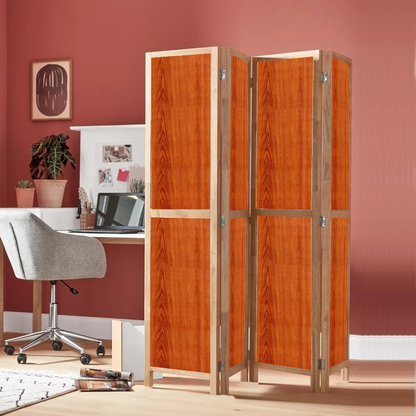 Partition Room Divider - 4-Panel Two-Faced Cherry and White Folding Screen Room Divider with Sealed Wooden Frames