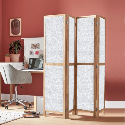 Partition Room Divider - 4-Panel Two-Faced Ash and White Folding Screen Room Divider with Sealed Wooden Frames