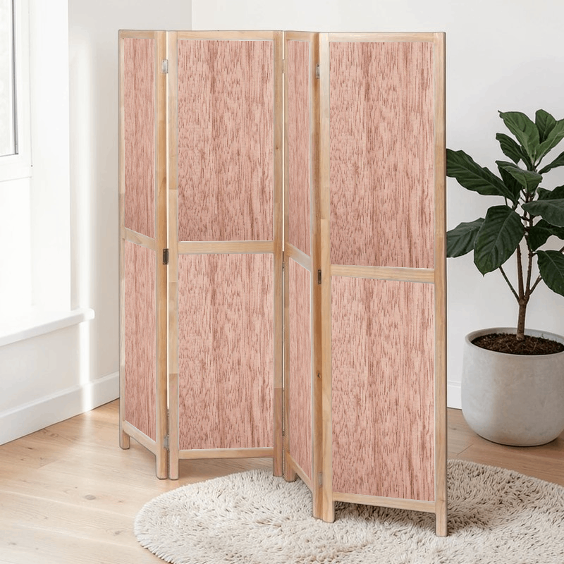 Partition Room Divider - 4-Panel Double-Sided Veneered-Face Interior Plywood Folding Screen Room Divider