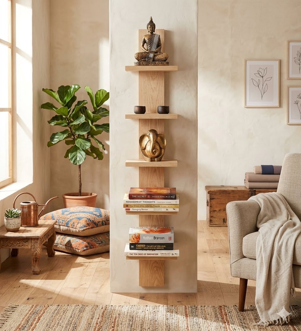 Multi-Tier Wall Mounted Wooden Shelf for Plants, Books, Photo Frames & Home Décor