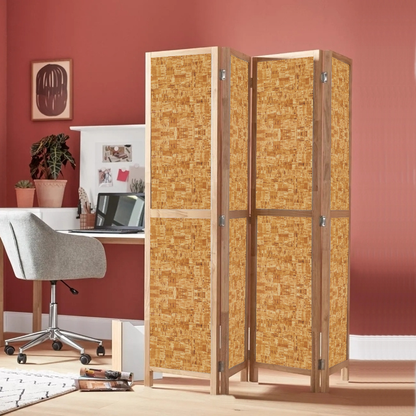 Partition Room Divider - 4-Panel Two-Faced Cork and White Folding Screen Room Divider with Sealed Wooden Frames