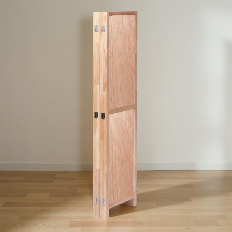Partition Room Divider - 4-Panel Double-Sided Commercial Veneered-Face Interior Plywood Folding Screen Room Divider with Sealed Wooden Frames Fitted with Floor Protectors