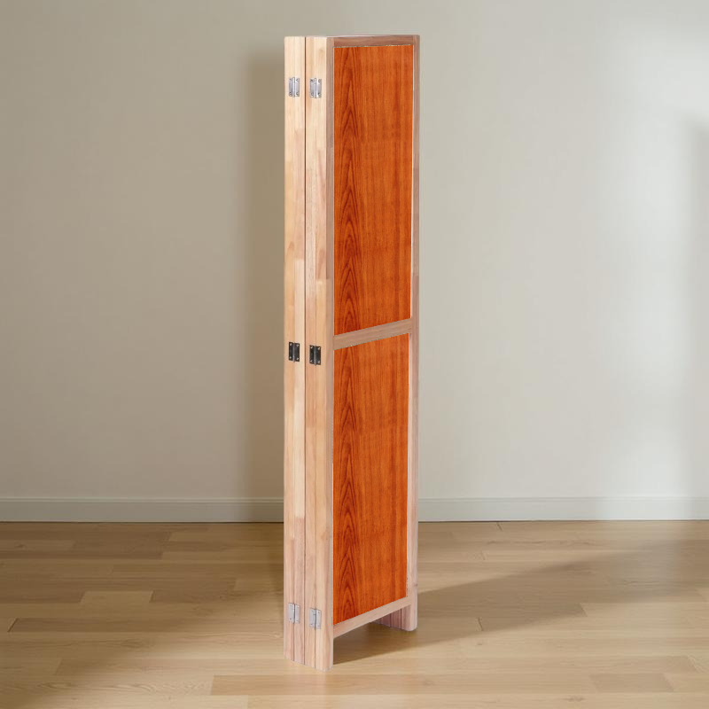 Partition Room Divider - 4-Panel Two-Faced Cherry and White Folding Screen Room Divider with Sealed Wooden Frames