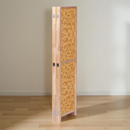 Partition Room Divider - 4-Panel Two-Faced Cork and White Folding Screen Room Divider with Sealed Wooden Frames