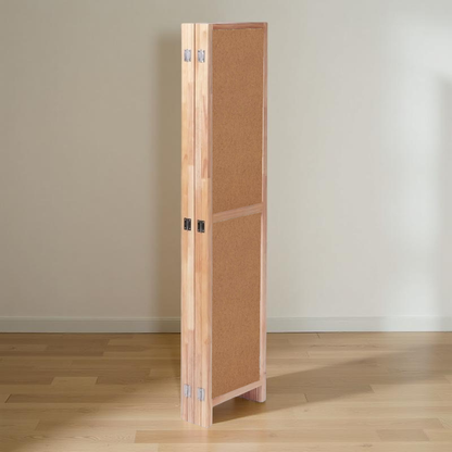 Partition Room Divider - 4-Panel Double-Sided Natural Folding Screen Room Divider with Sealed Wooden Frames Fitted with Floor Protectors