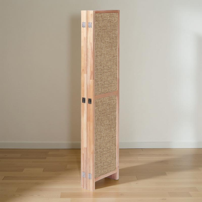 Partition Room Divider - 4-Panel Single-Sided Upholstery Fabric Folding Screen Room Divider with Sealed Wooden Frames Fitted with Floor Protectors