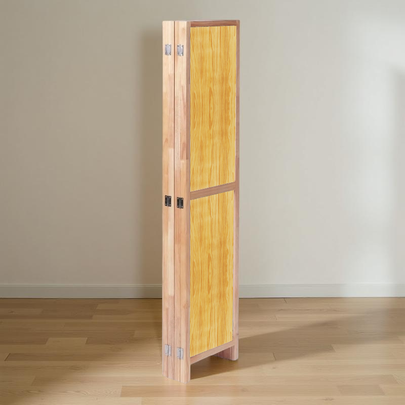 Partition Room Divider - 4-Panel Two-Faced Pine and White Finish Folding Screen Room Divider with Sealed Wooden Frames