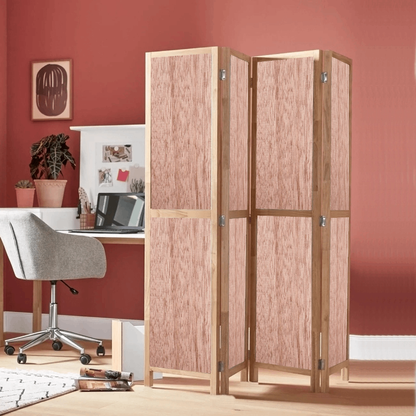 Partition Room Divider - 4-Panel Double-Sided Veneered-Face Interior Plywood Folding Screen Room Divider