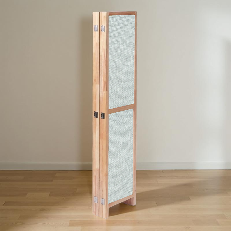Partition Room Divider - 4-Panel Single-Sided Upholstery Fabric Folding Screen Room Divider with Sealed Wooden Frames Fitted with Floor Protectors