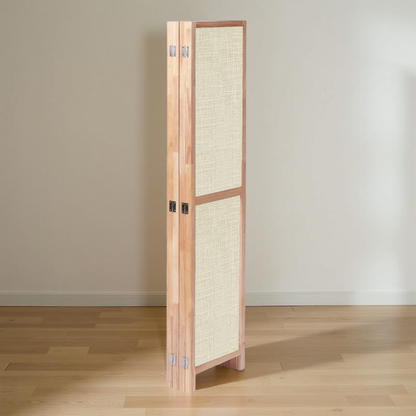 Partition Room Divider - 4-Panel Single-Sided Upholstery Fabric Folding Screen Room Divider with Wooden Frame
