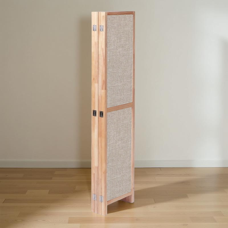 Partition Room Divider - 4-Panel Single-Sided Upholstery Fabric Folding Screen Room Divider with Sealed Wooden Frames Fitted with Floor Protectors