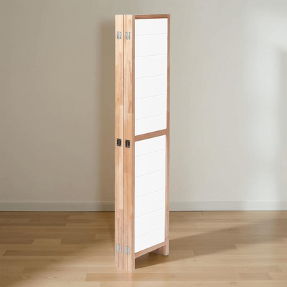Partition Room Divider - 4-Panel Single-Sided White (Grooved) Finish Folding Screen Room Divider