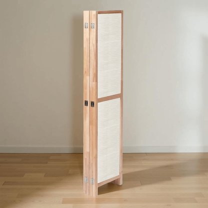 Partition Room Divider - 4-Panel Single-Sided Grey Stripe Finish Folding Screen Room Divider