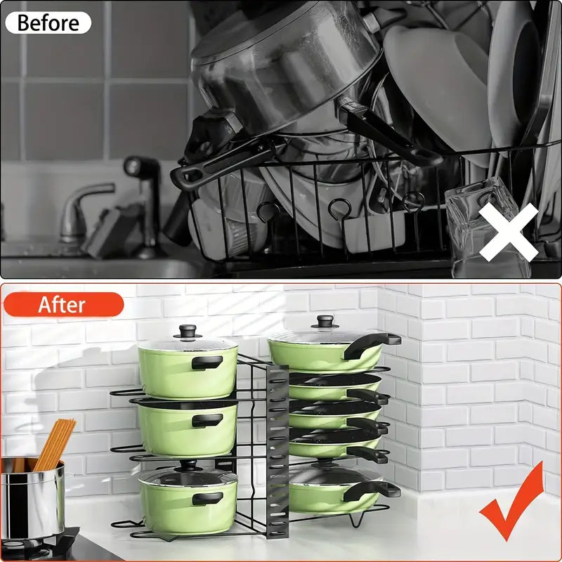 8-Tier Double-Sided Metal Space-Saving Kitchen Storage Organizer Rack