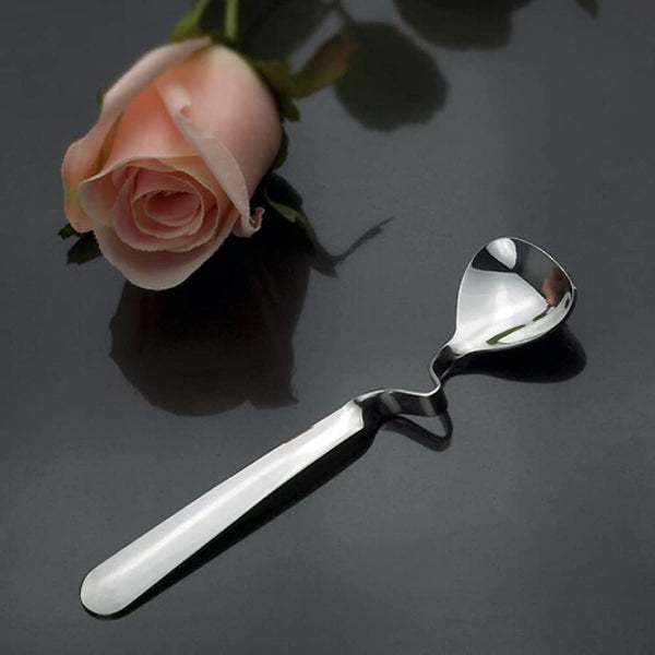Curved Handle Spoons - Set of 6 Stainless Steel Curved Handle Stirring ...