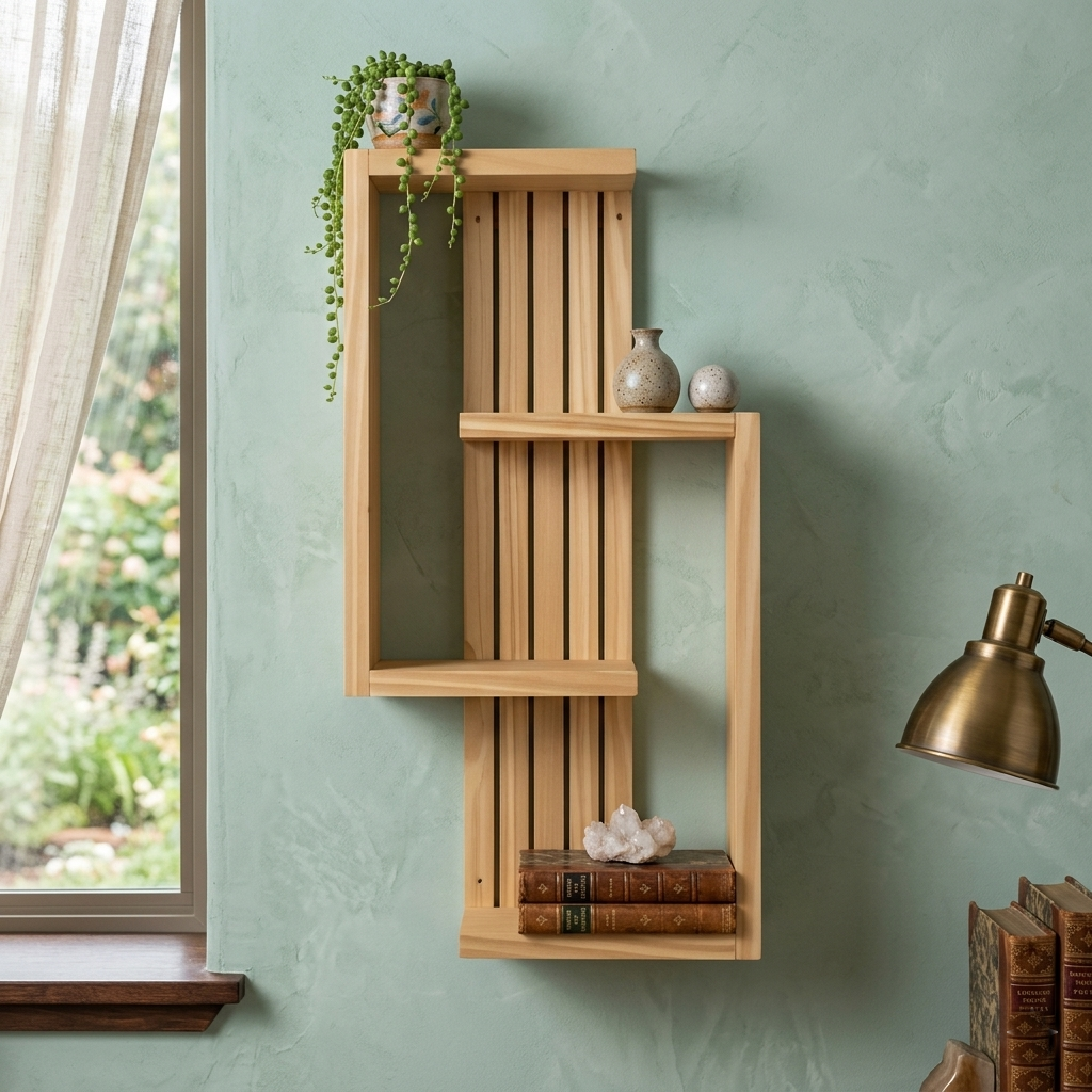 Multi-Tier Wall Mounted Wooden S-Shape Wall Shelf for Plants, Books, Photo Frames and Home Décor