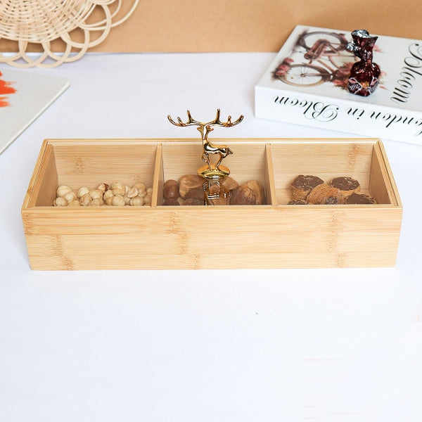 Multifunction Eco-Friendly 3-Section Bamboo Dry Fruit Snack Storage Bo ...