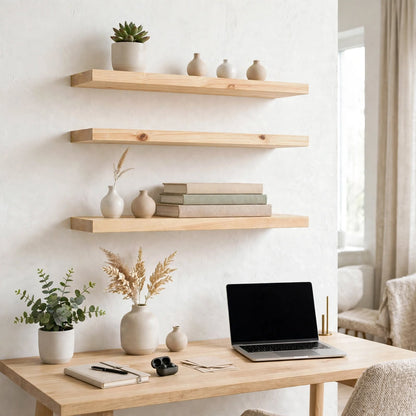 Set of 3 Display Wall Décor Floating Shelves (600 x 140 x 20 mm)