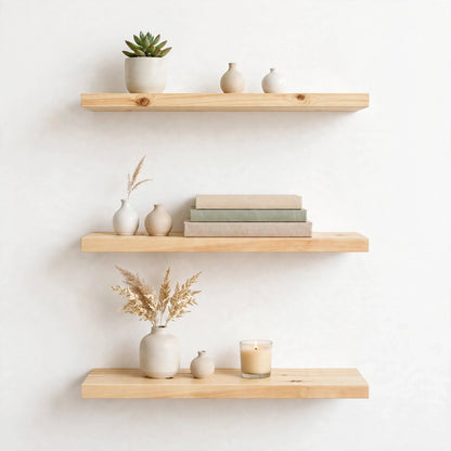 Set of 3 Display Wall Décor Floating Shelves (600 x 140 x 20 mm)