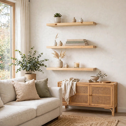 Set of 3 Display Wall Décor Floating Shelves (600 x 140 x 20 mm)