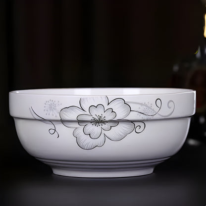 Set of 3 Large 25cm Stackable Kitchen Ceramic Bowls for Family Daily Use
