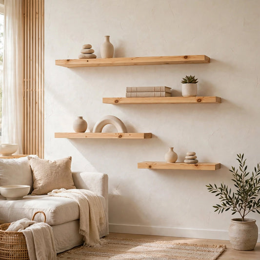 Set of 4 Display Wall Décor Floating Shelves (Mixed Sizes)