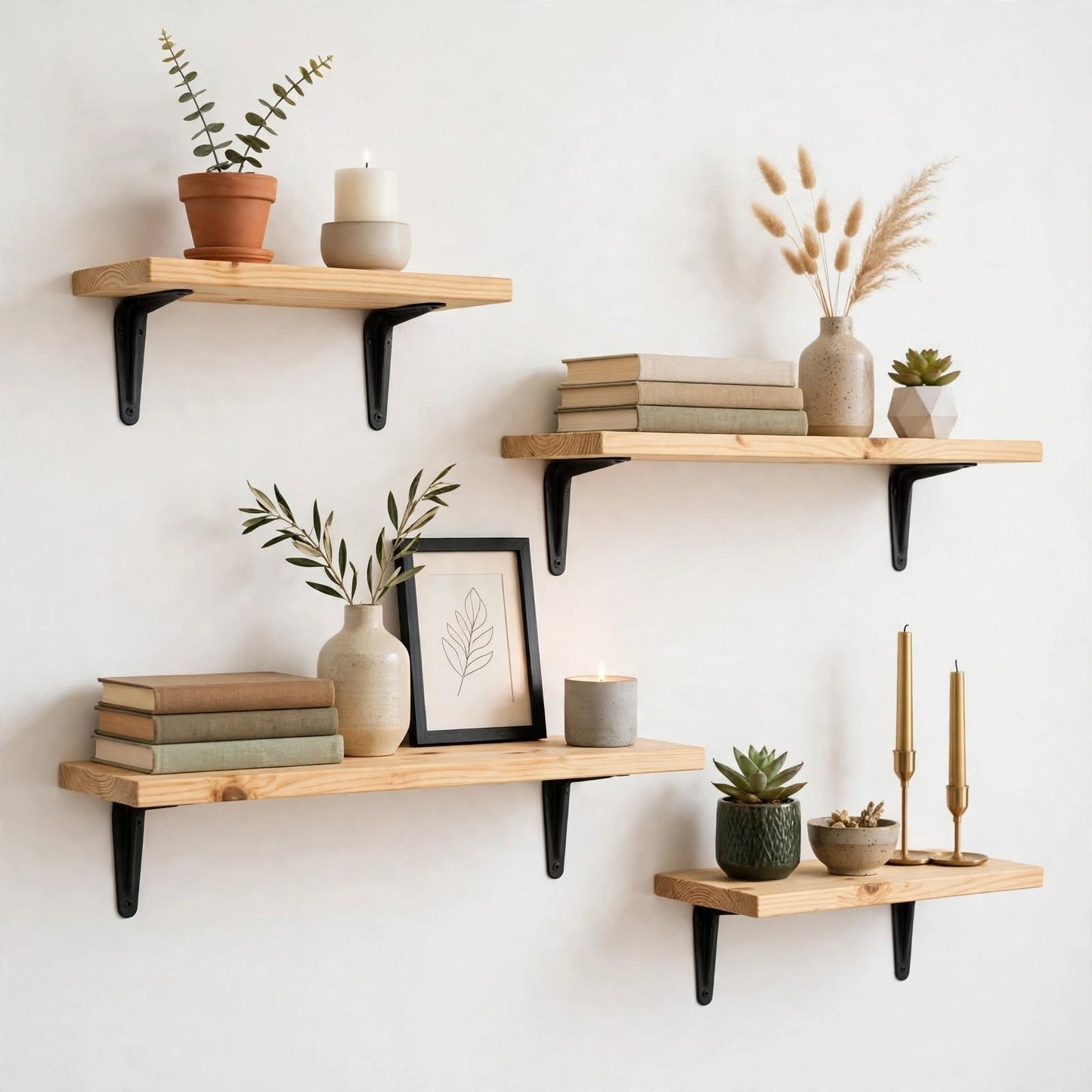 Set of 4 Display Wall Décor Shelves - (Mixed-Size)