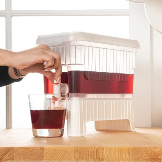 Water and Juice Dispenser with Faucet and Stand - White