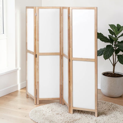 Partition Room Divider - 4-Panel Double-Sided White Folding Screen Room Divider
