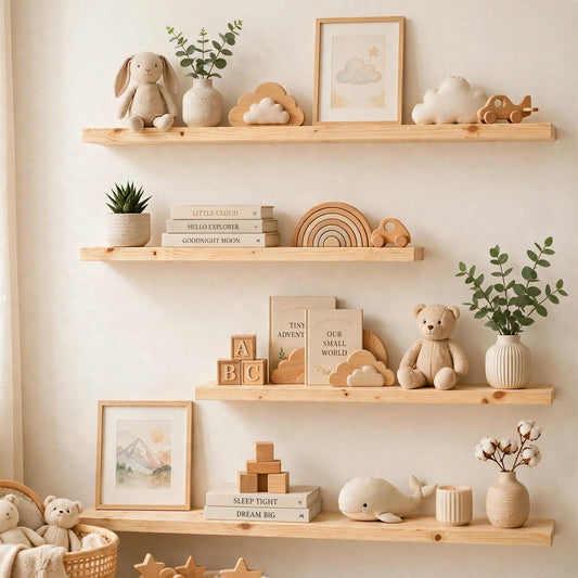 Set of 4 Display Wall Décor Floating Shelves (Mixed Sizes)