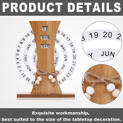Ferris Wheel-Shaped Manual Rotating Wooden Disc Perpetual Calendar