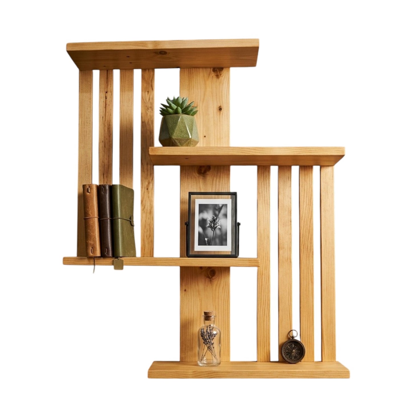 Multi-Tier Wall Mounted Wooden Modern Floating Wall Shelf for Plants, Books, Photo Frames and Home Décor